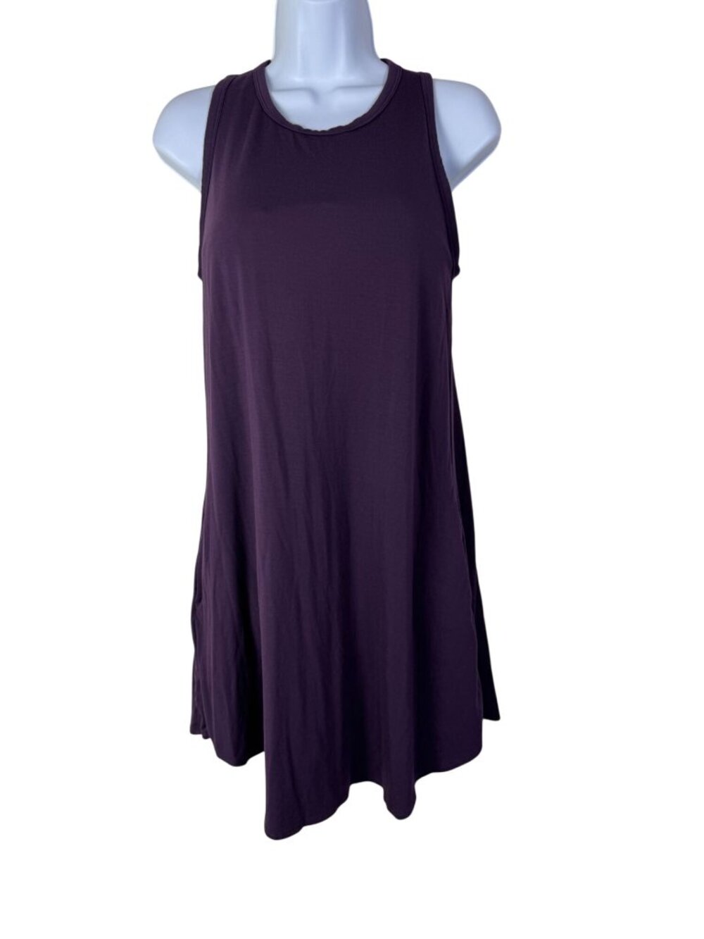 Shebird Womens Purple Sleeveless Racerback Mini Tank Dress Size 4 Medium Pockets